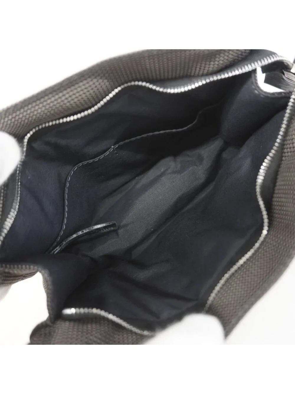 Hermes Pouch Her Line Nylon Gray Silver